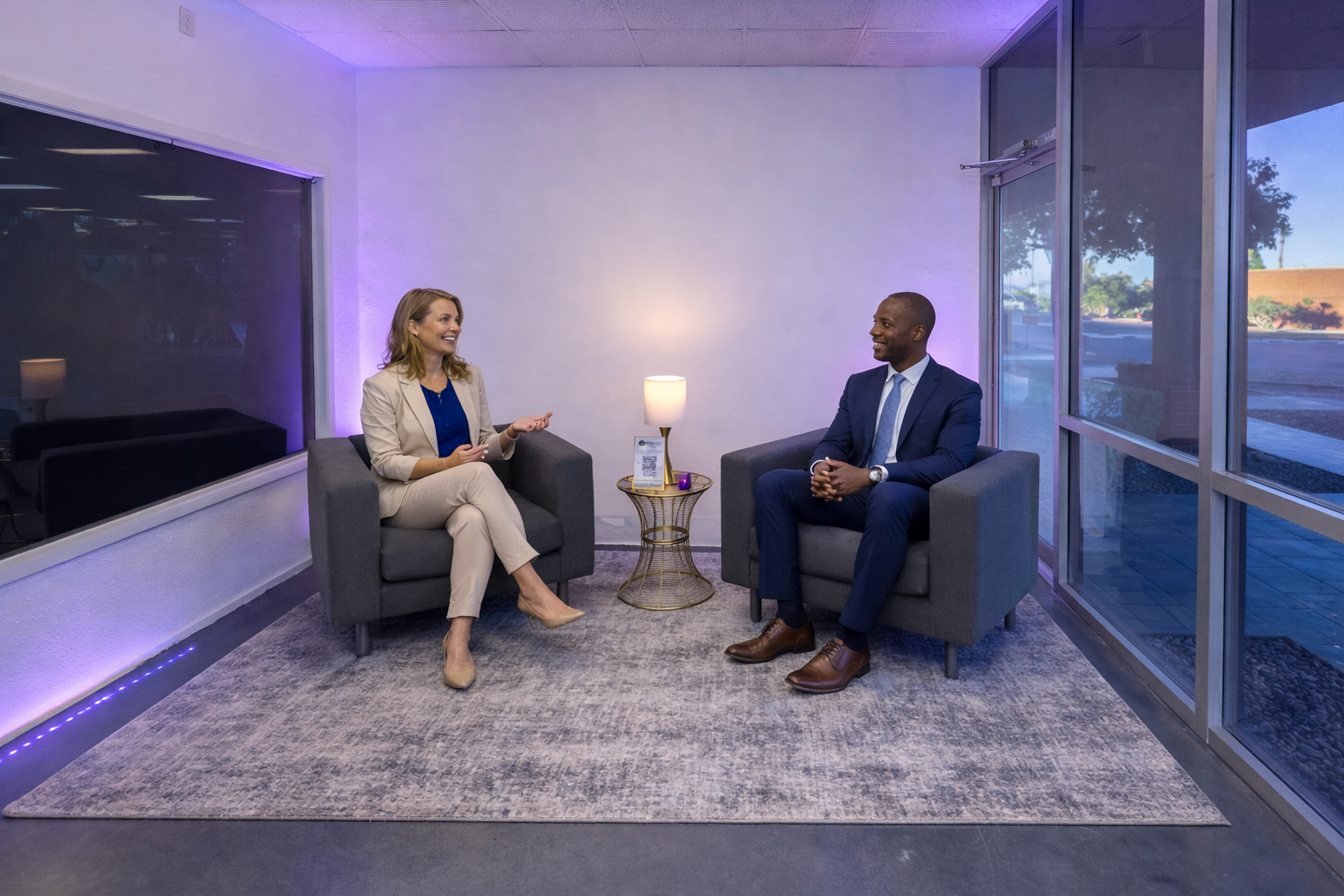 The Landing entrance area inside The Nest at SafeNest.